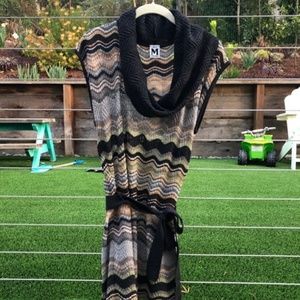 Missoni Cowl Neck Belted Chevron Dress